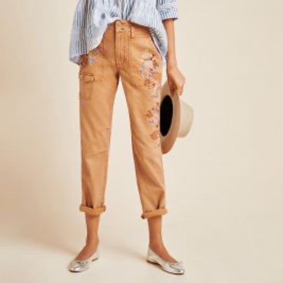 Anthropologie Pants - Anthropologie Wanderer Embroidered Cargo Pants, Size 30